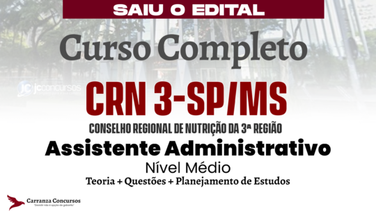 CRN 3 – Curso Completo – Assistente Administrativo