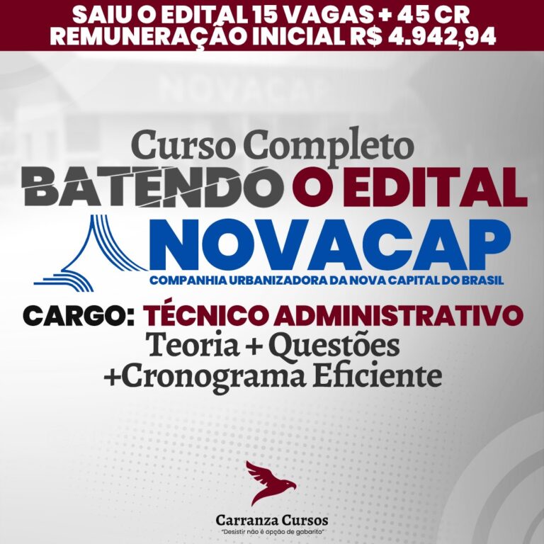 Companhia Urbanizadora da Nova Capital do Brasil (Novacap DF) – Técnico ...