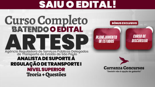 ARTESP - Curso Completo - Analista De Suporte À Regulação De Transporte I