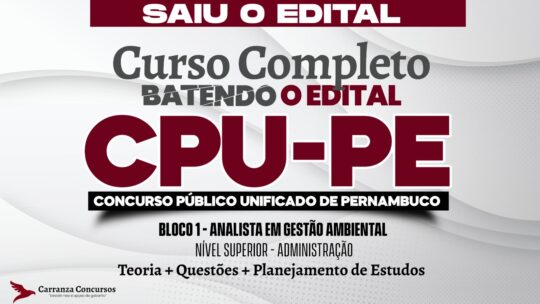 CPU PE - Curso Completo - Bloco 1 Analista em Gestão Ambiental | Administração (Nível Superior em Administração)