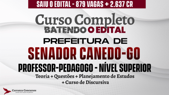 Município de Senador Canedo GO - Curso Completo - Professor Pedagogo (Nível Superior)
