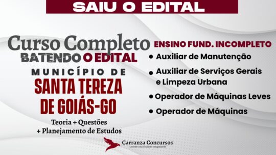 Município De Santa Tereza De Goiás Go - Curso Completo - Todos os Cargos Ensino Fundamental Incompleto