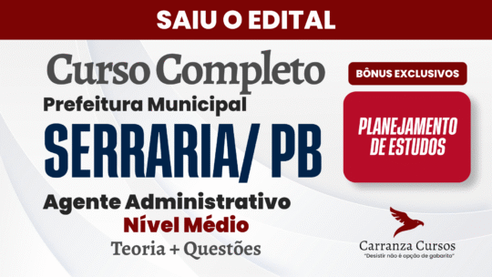 SERRARIA/PB - Curso Completo - Agente Administrativo