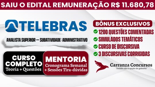 TELEBRAS - Curso Completo - Especialista em Gestão de Telecomunicações • Analista Superior • Subatividade: Administrativo