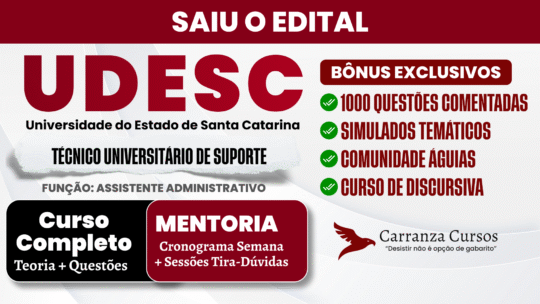 UDESC - Curso Completo - Técnico Universitário de Suporte | Função Assistente Administrativo