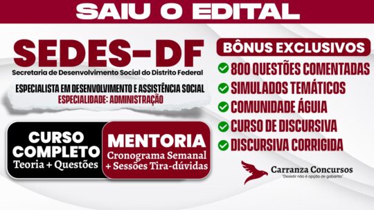 SEDES/DF - Curso Completo - Especialista em Desenvolvimento e Assistência Social | Especialidade: Administração