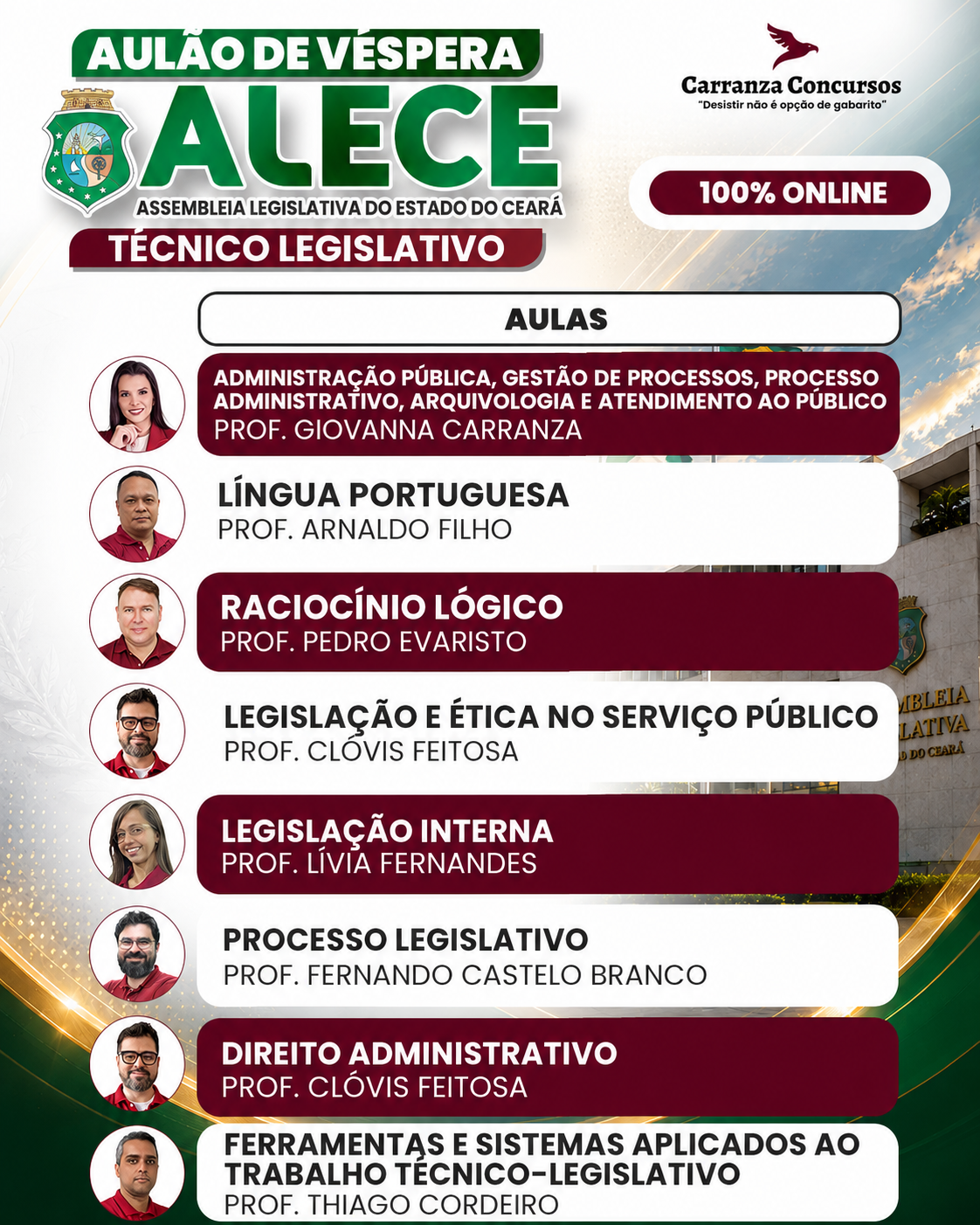 Aulão de Véspera ALECE · Técnico Legislativo · 100% online · R$ 49,00.