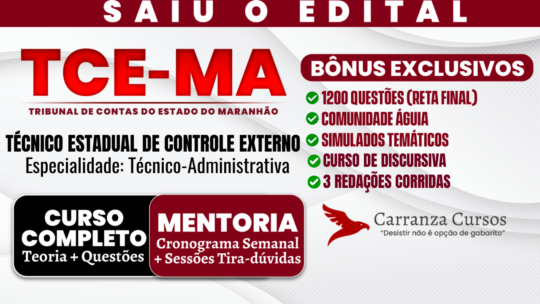 TCE MA - Curso Completo - Técnico Estadual de Controle Externo | Técnico-Administrativa