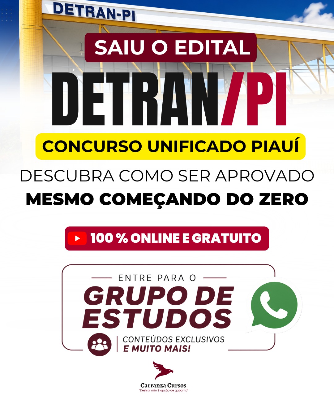 Saiu o edital DETRAN/PI — Concurso Unificado Piauí — Carranza Cursos