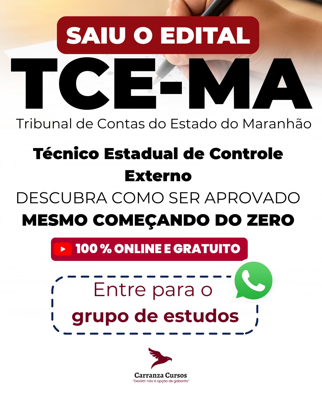 Saiu o edital TCE/MA — Tribunal de Contas do Estado do Maranhão — Carranza Cursos