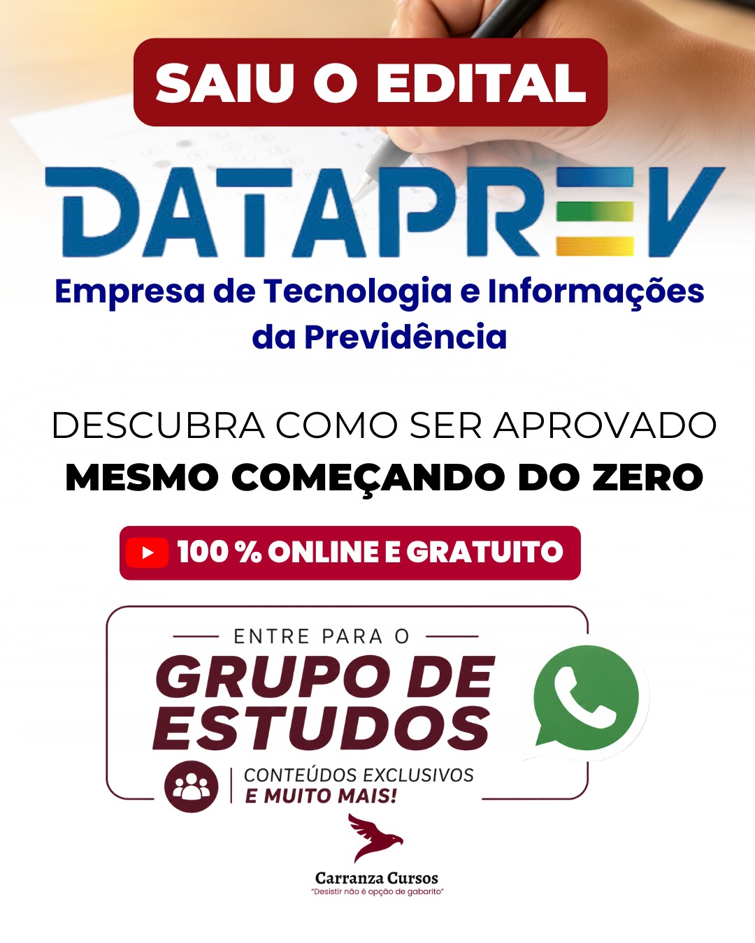 Saiu o edital DATAPREV — Empresa de Tecnologia e Informações da Previdência — Carranza Cursos