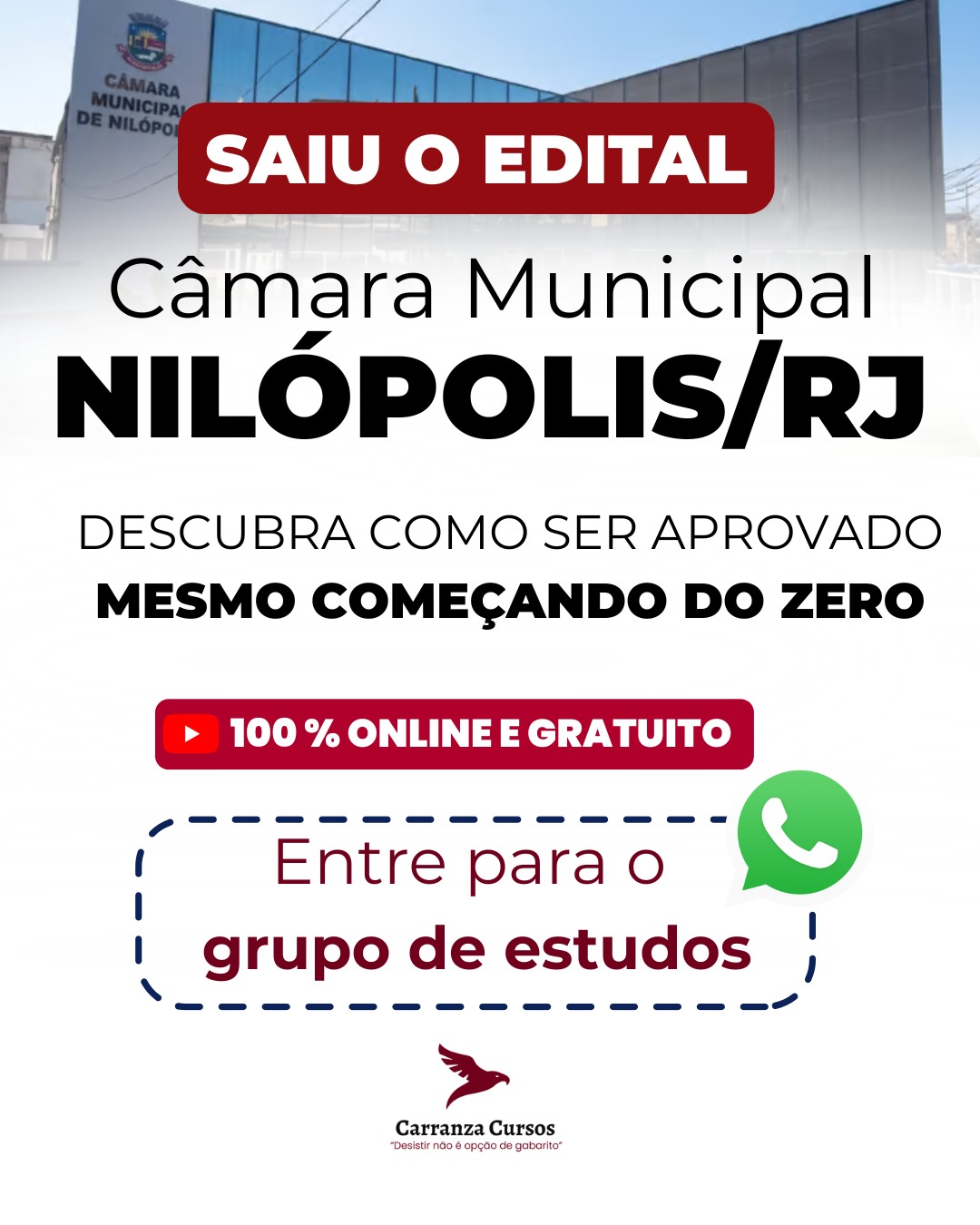 Saiu o edital Câmara Municipal de Nilópolis/RJ — Carranza Cursos