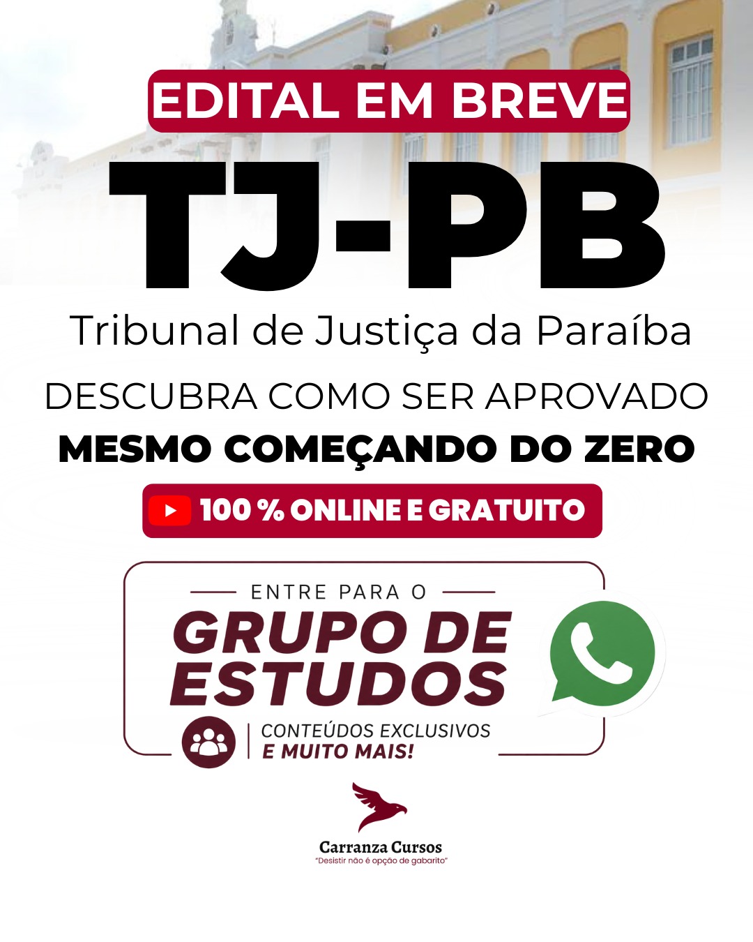 Edital em breve TJ-PB, Tribunal de Justiça da Paraíba, Carranza Cursos