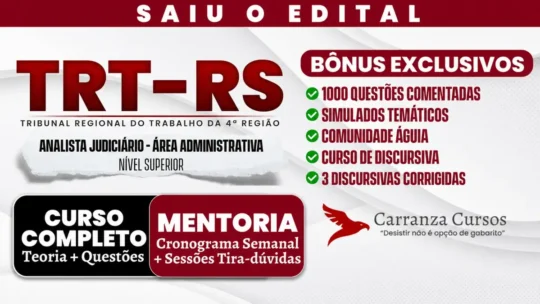 TRT-RS Analista Judiciário Área Administrativa – Saiu o edital