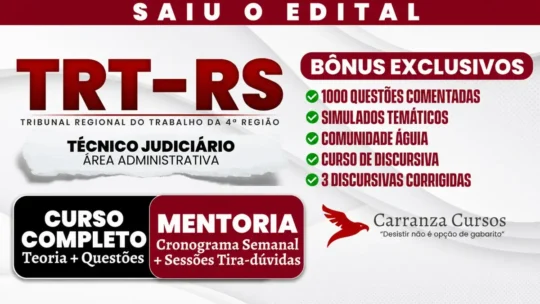 TRT-RS Técnico Judiciário Área Administrativa – Saiu o edital